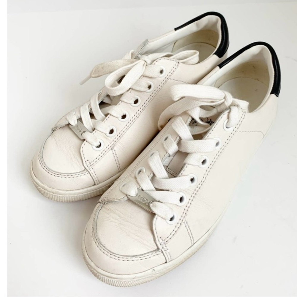 WOMENS COACH “PORTER" IVORY/NAVY LEATHER SNEAKERS!